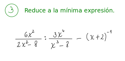 Ejercicio combinado de expresiones algebraicas fraccionarias.